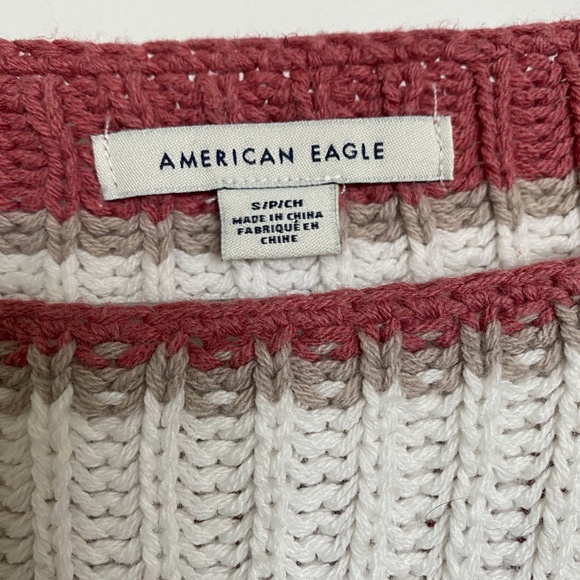 American Eagle Cropped Striped Knit Boxy Sweater - Picture 4 of 6
